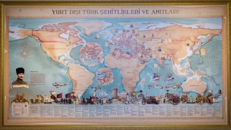 Türk şehitlikleri tek haritada. 48 ülkedeki 172 şehitlik bilgi notları ve görsellerle yer aldı